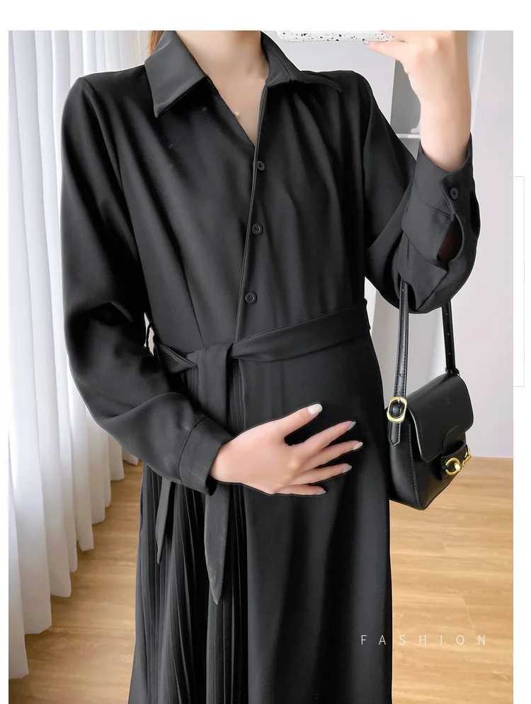 2024 Black Beige Long Sleeve Materni Nursing Dress Spring Fashion Pregnant Woman Formal Dress Pregnancy Breastfeeding ClothesXJ241213