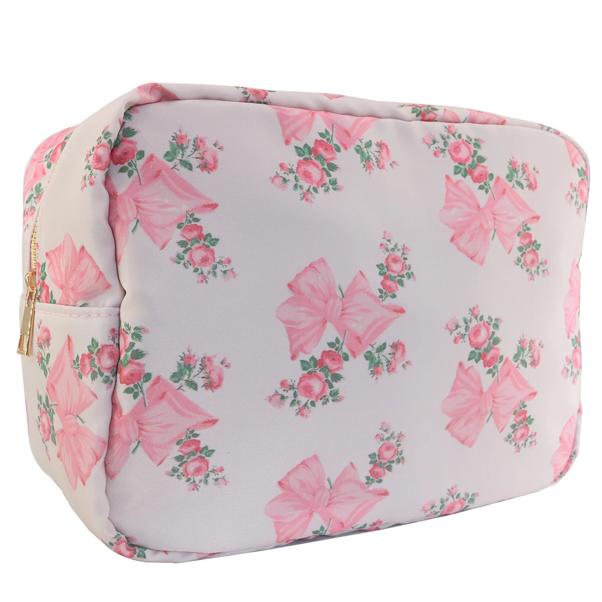 Printed Bow Waterproof Nylon Travel Makeup Bag Makeup Bag 241212