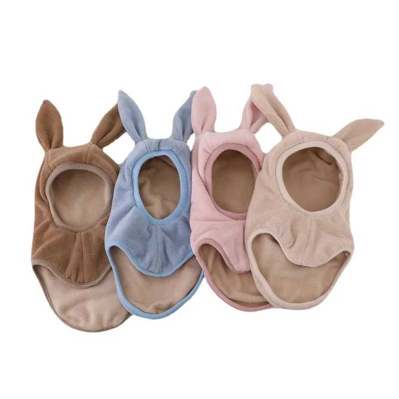 Winter Warm Rabbit Ear Baby One-Piece Hat for Boys Girls Kids Ear Protection Cap Outdoor Windproof Hood Beanies Balaclava Hat W241213