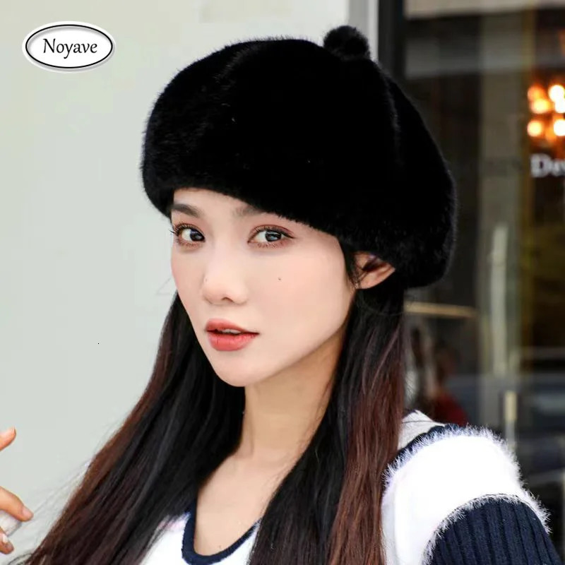 False Mink Fur Berets Hat Elegant Womens Winter Caps Fashion Artificial Fur Hats Knitted Warm False Mink Fur Hats 241214