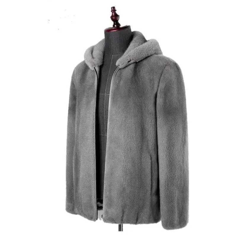 2023 new mens faux fur coat Korean fashion ultra-thin clothing autumn fluffy warm coat casual mens top T78 W241213