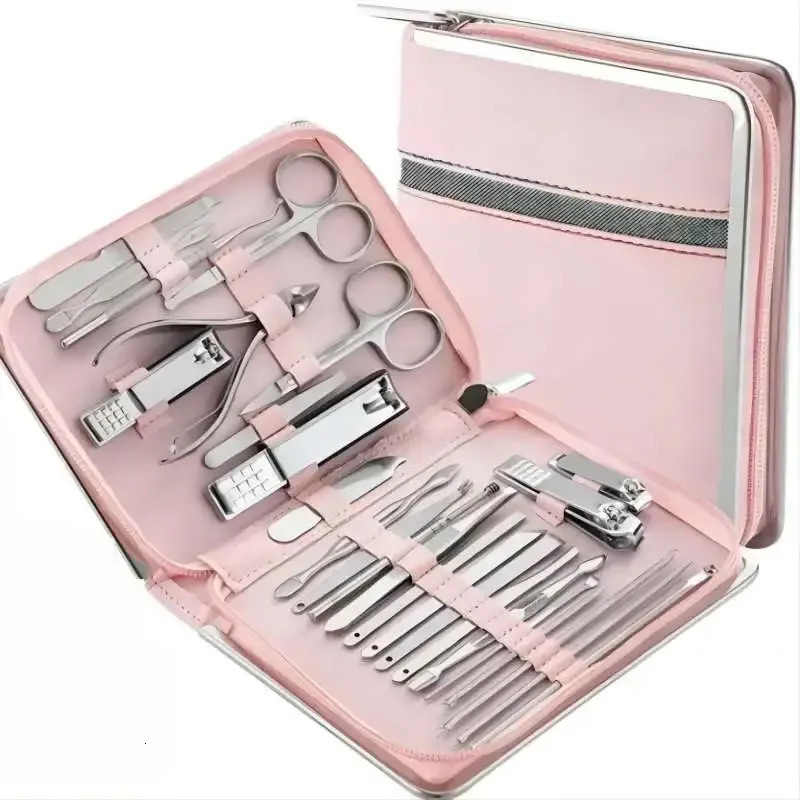 26pcs Nail Clippers Set Beautiful Fashion Large Nail Clippers Rose Gold Hawksbill Pliers Home Anti-Splash Nail Trimming Tools 241213