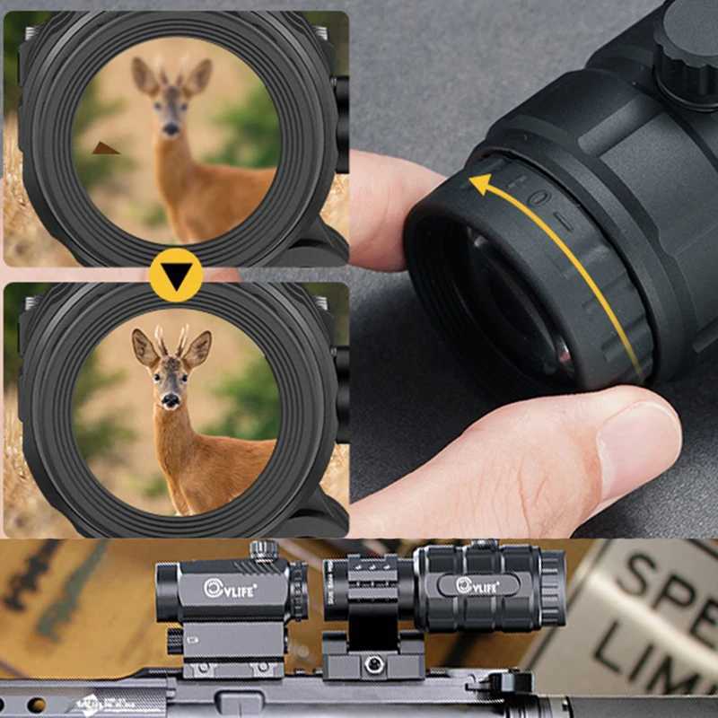 3X Magnifier Combo Rifscope Scopes3 MOA Rif Hunting Red Dot Holographic Auto Brightn Adjustment Flip-to-Side SighXJ241214