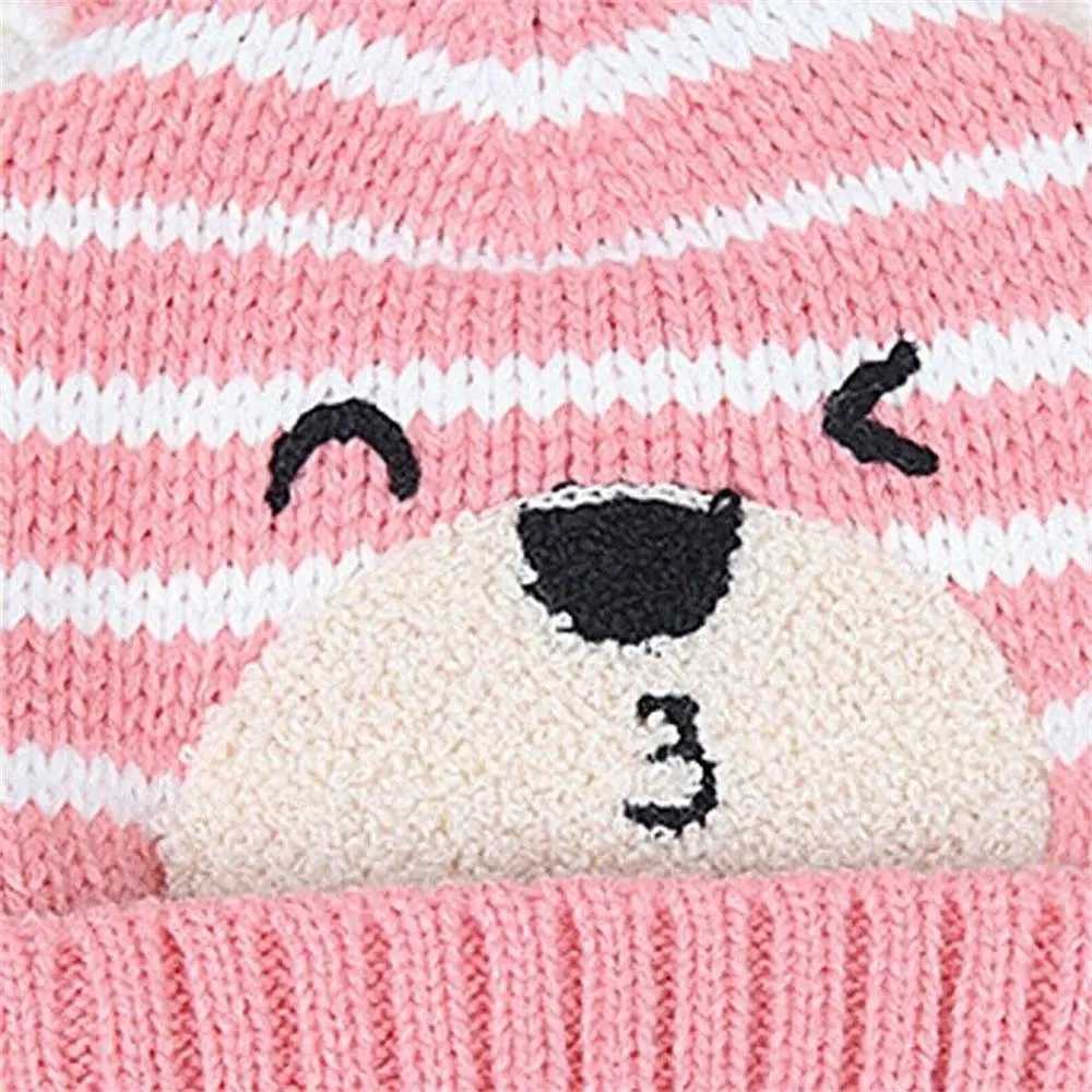 Warm Preschool Baby Winter Boys and Girls Neck Scarf Baby Bean Hat Childrens Hat Scarf Set Bear Earmuffs W241213