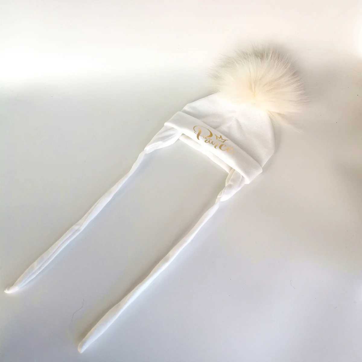 Newborn baby hat boys and girls letter princess warm ears earlobes winter cotton Beanie Pom Bobble hat W241213