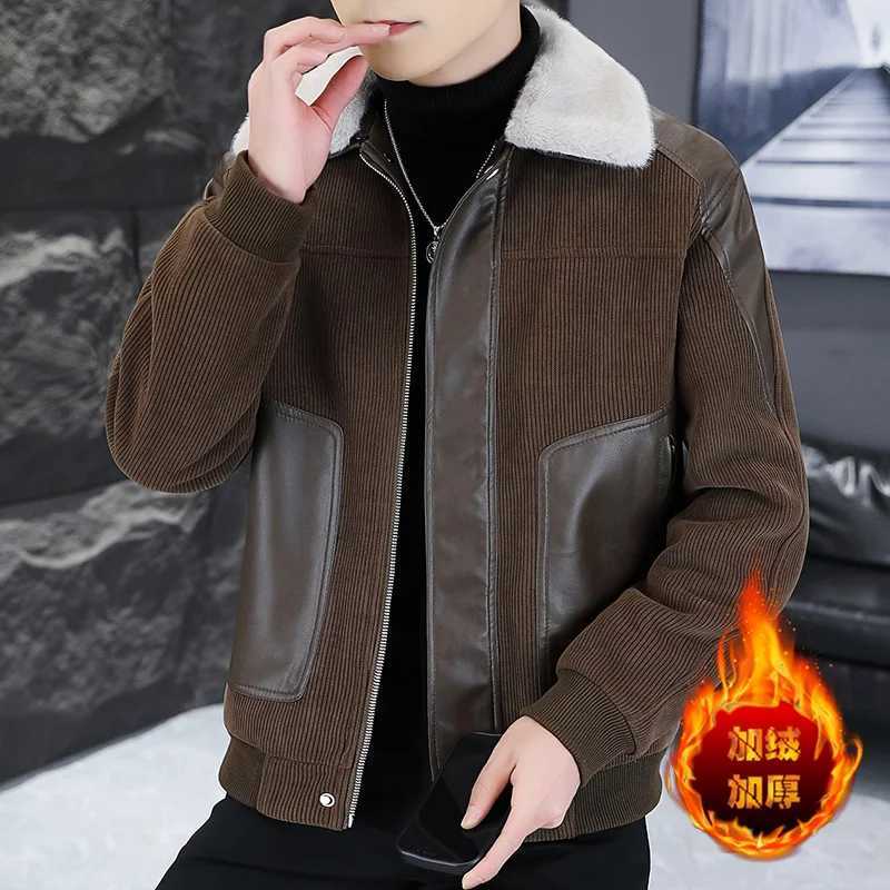 High Quality 2024 Winter Mens Thicken Fleece Jackets Casual Fur Collar Warm Plush Coat Streetwear Slim Fit Windproof Top Parkas W241213