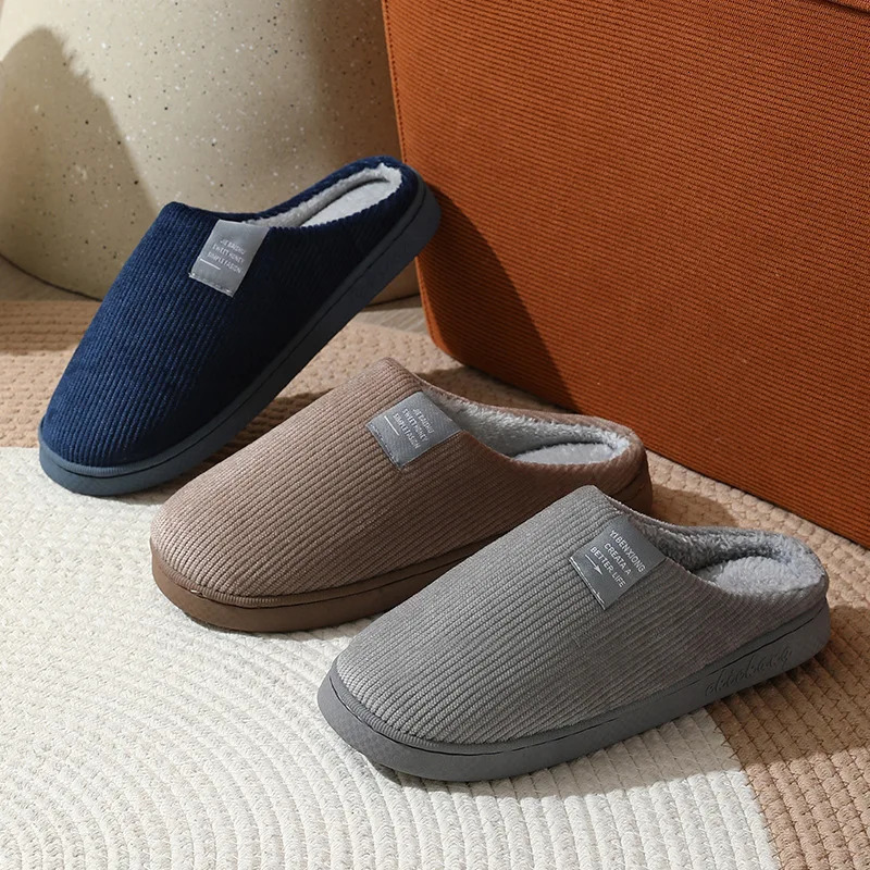 Winter Warm Fur Slippers Men Women Couples House Non Slip Soft Shoes Vintage Flat Heel Home Indoor Bedroom Plush 241214