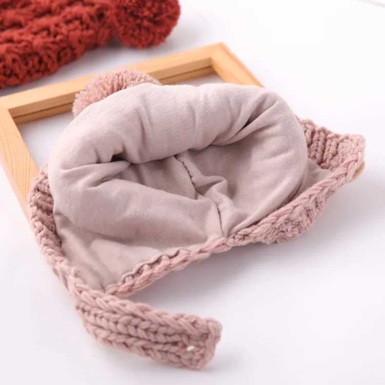 Baby hat Pompon winter childrens hat knitted cute hat girls hat casual solid color girls hat baby hat W241213