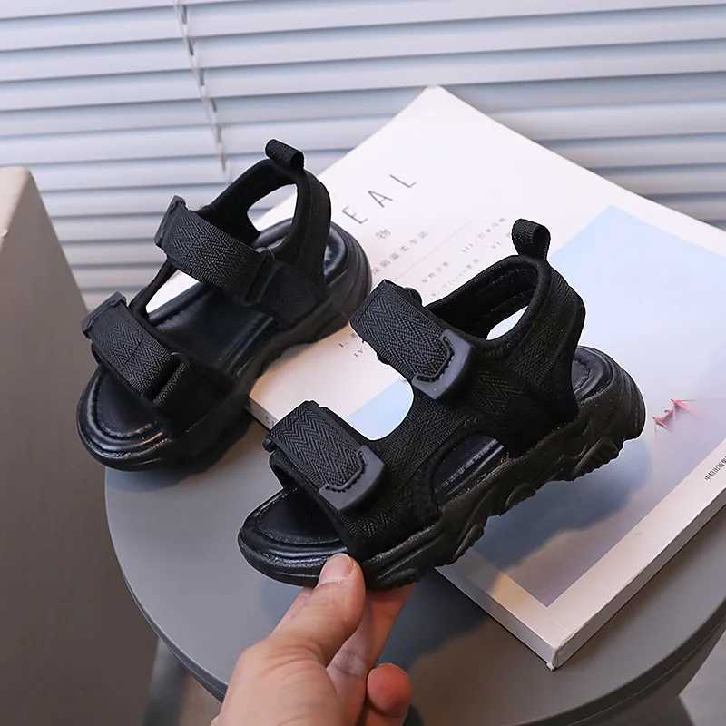 Sandals Summer Beach Sandals for Boys Korean Style 2024 Fashion Children Footwear Canvas Anti-slippery Soft-soled Kids Shoes Girl H04173 H241213
