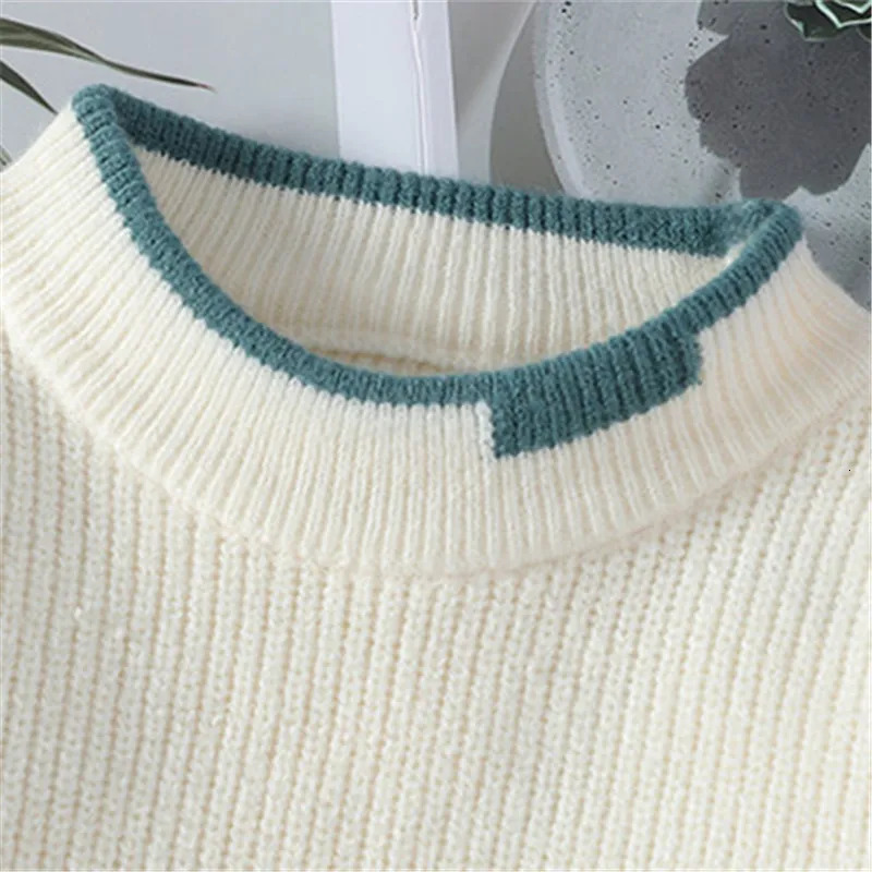 Mens Mock Neck Knitted Sweater Fashion Patchwork Knitting Pullovers Men Autumn Winter Daily Casual Warm Pullover Sweaters Man 241213