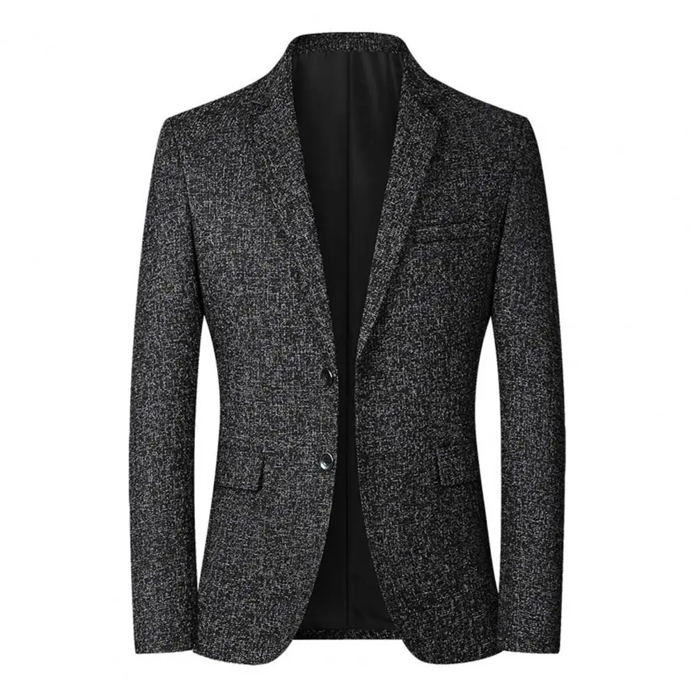 Men Blazer Solid Color Singlebreasted Autumn Winter Lapel Buttons Suit Jacket for Daily Wear 241211