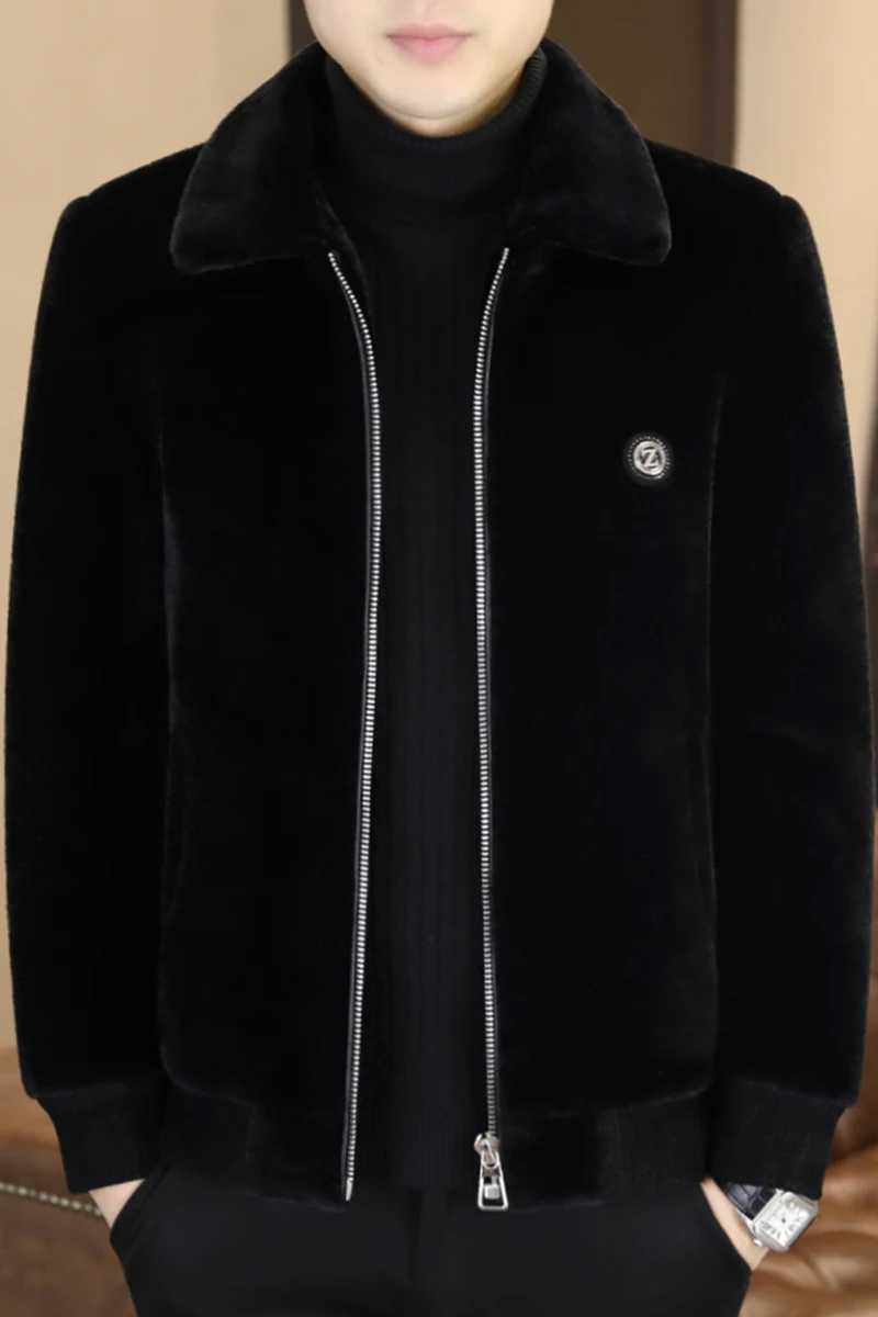 2024 Winter Artificial Fur Mens Thick Fur Integrated Jacket High Quality Casual Business Windproof Jacket Mens Wear W241213