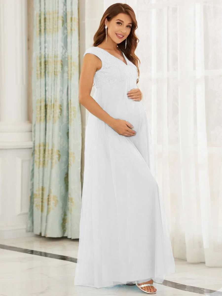 Materni V Neck Wraped Maxi Dress A Line Ruched Sleeveless Materni Gown for Wedding Photoshoot Baby Shower Summer DressXJ241213