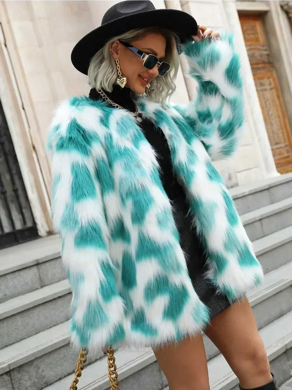 Womens warm faux fur coat winter casual jacket fur coat windproof jacket womens thick fluffy luxury jacket 2024 X241214