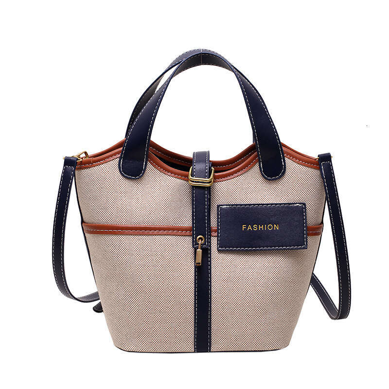 Large Capacity Women's Autumn New Fashion Cross-Border Hand-Held Bucket Bag, Trendy Color Collision Single Shoulder Crossbody Bag