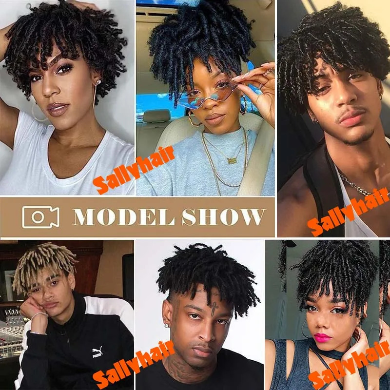 6inch Dreadlocks Hair Topper Guleless Wig Synthetic Hair Toupee Headband Gradient Conical Clips in Hairpiece For Men Women 241213