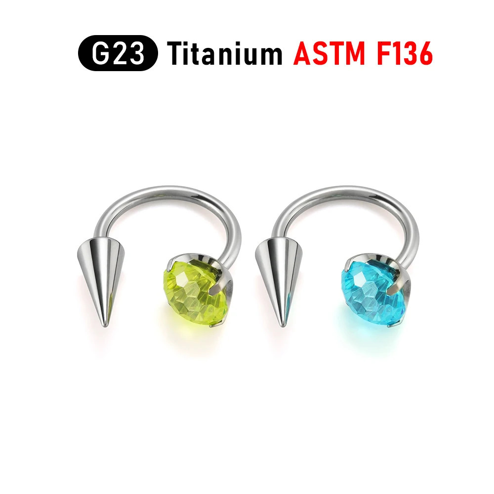 G23 Ear CZ Zircon Stone Lip Stud Labre Internally Thread Nasal nail Cartilage Piercing Jewelry 241214