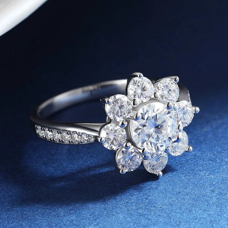 TBCYD 6MM D Color Sunflower Full Rings 2126cttw S925 Sterling Silver Wedding Engagament For Women With GRA Jewelry 241213