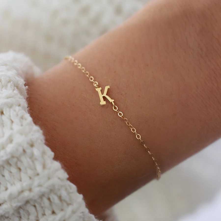 1pc Letter She Beads Thin Chain Bracelet Simple Minimalist Hand Chain Unisex Jewelry DecorationXJ241214