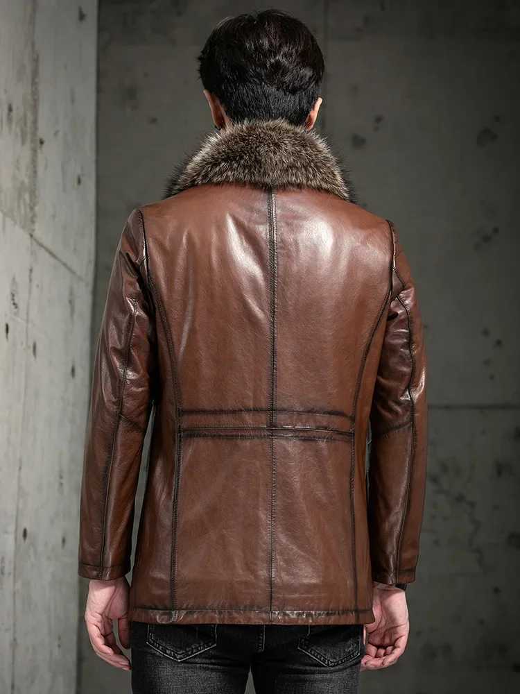 Quick view Wish list Winter Warm Raccoon Dog Fur Collar Coat Man Natural Mink Fur Liner Jacket Men Clothes Casual Sheepskin Real Leather Coats W241213