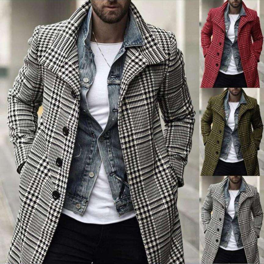 European American Autumn And Winter New Plaid Lapel Woolen Mid To Long Length Coat, Fashionable Quality Classic