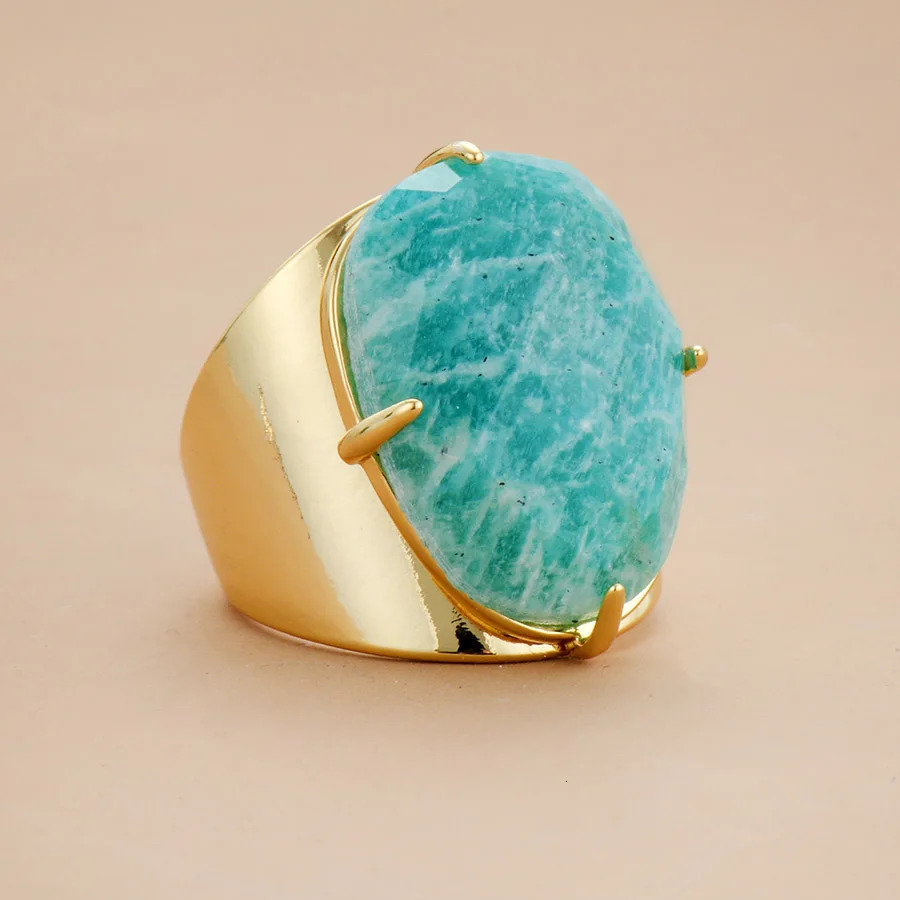 Big Stone Rings High Quality Jewelry Fashion Gold Plated ite Party Ring Size 7 241214