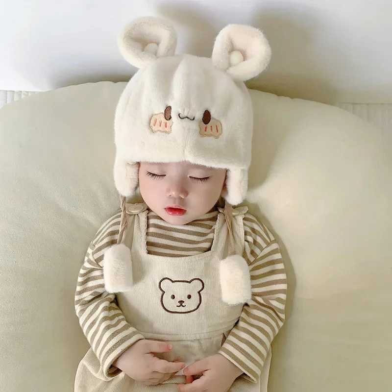 Baby Soft Plush Warm Hat Winter Baby Boys and Girls Cute Bear Fluffy Fur Warm Bean Hat Outdoor Thick Ear Protective Hat W241213