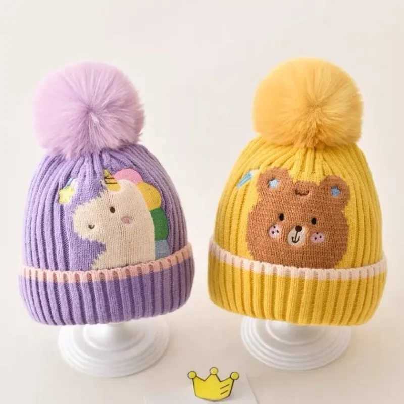 Autumn Winter Warm Beanie for Kids Boy Girl Cute Dinosaurs Bear Crochet Bonnet Baby Photogrpahy Props Hat W241213