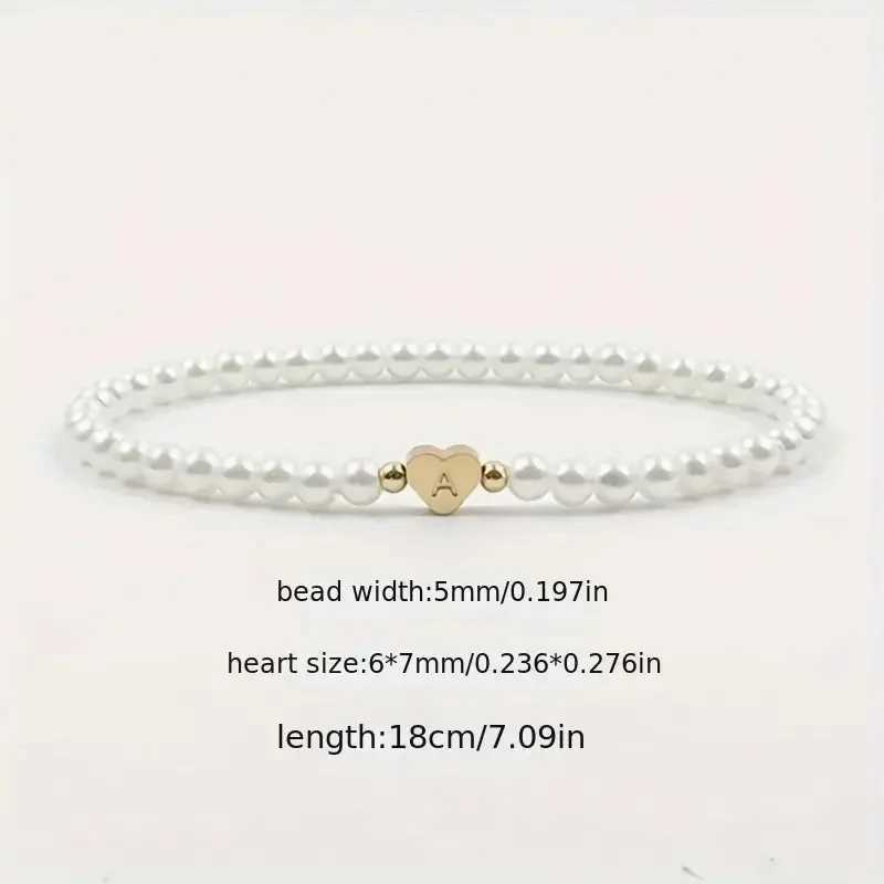 26 Letters Initial Bracelet For Women Faux Pearl Bracelet Fashion Women link Bracelet Wristband Jewelry gift Pearl Bracelet A-ZXJ241214