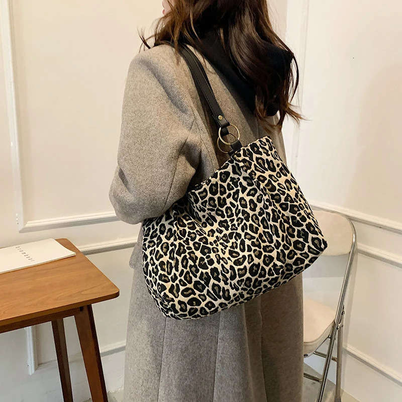 Fashion Tote Bags Shopping and Travel Canvas Bag Handbags Large Capacity Leopard Shoulder 241203Z