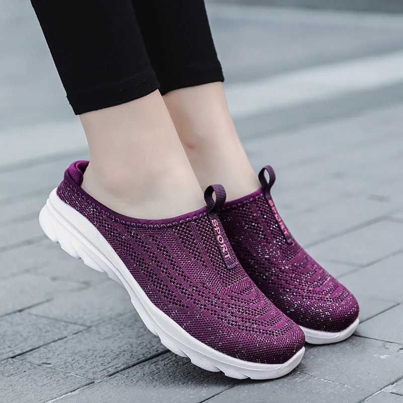 Breathable Light Women Shoes Casual Half Slippers Outdoor Flats Zapatos De Mujer Plus Size Quality for Woman 241214