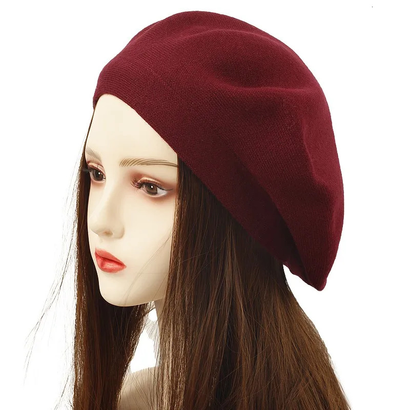 Womens Winter Hat Berets Wool Cashmere Womens Warm Casual High Quality Knitted Hats For Females Cap 241214