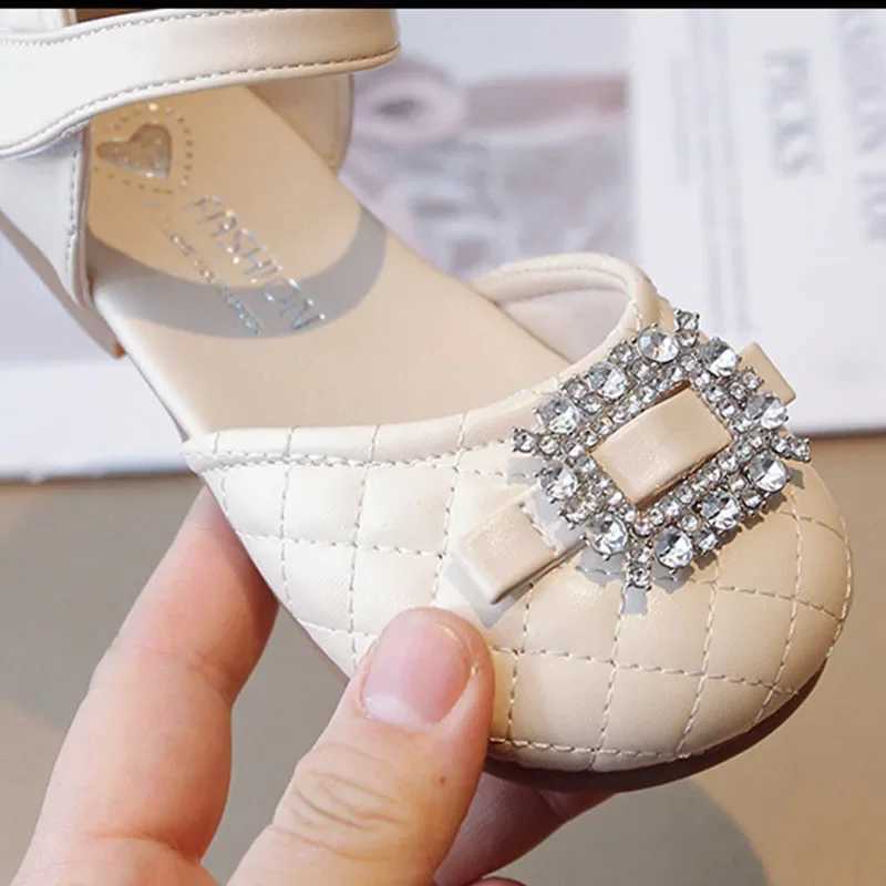 Sandals Summer Kids Shoes for Girls Sandals Fashion Girls Beach Sandals Princess Rhinestone Plaid Wedding Bridesmaid Shoes Baby G12291 H241213