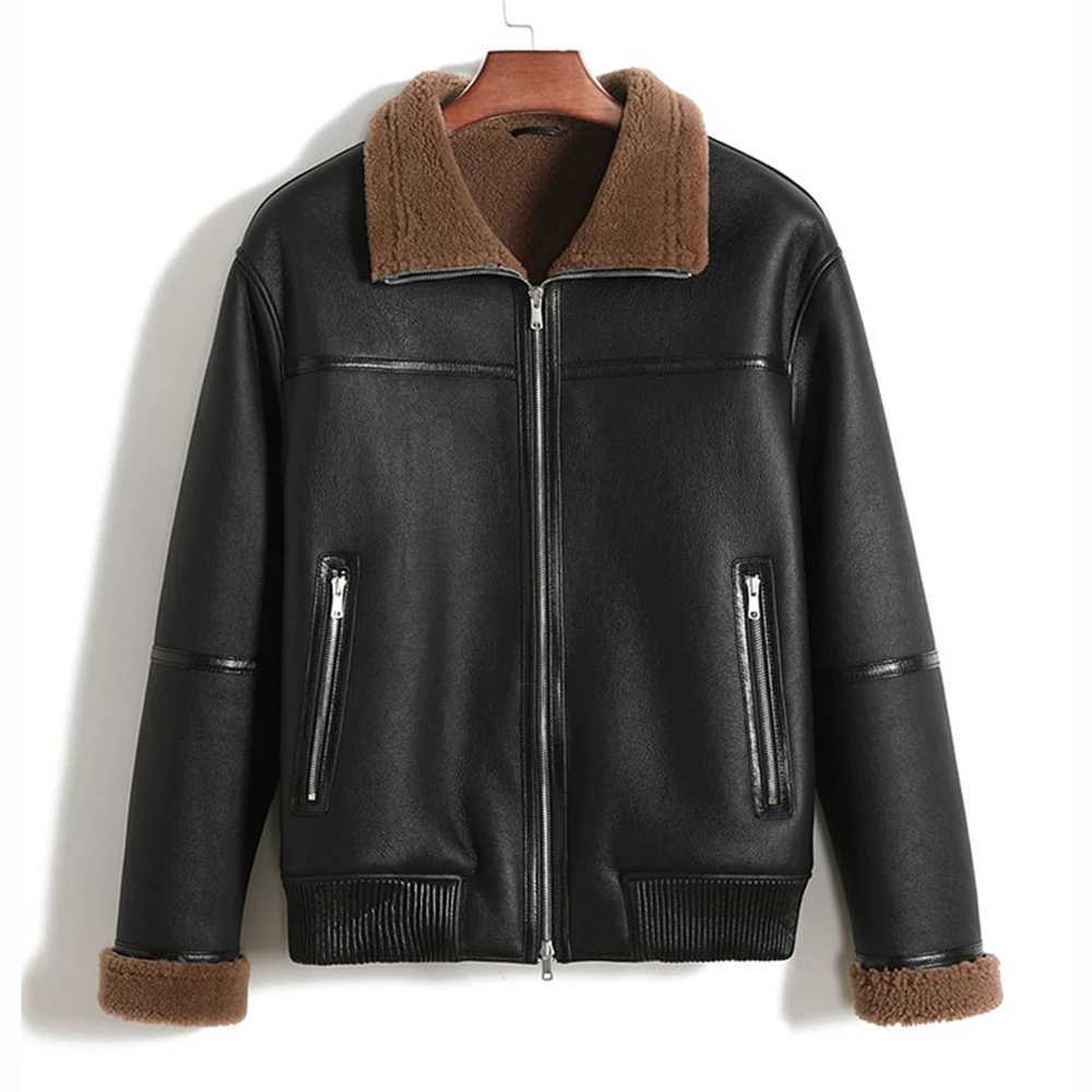 2024 LUHAYESA Merino Sheepskin Shearling Coats Black Brown Men Daily Casual Thicken Warm Natural Fur Clothes W241213