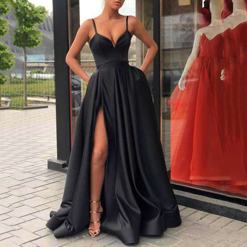 New Cross Border Spring European And American In Thin Color With Strap Tail For Banquet Satin Dress