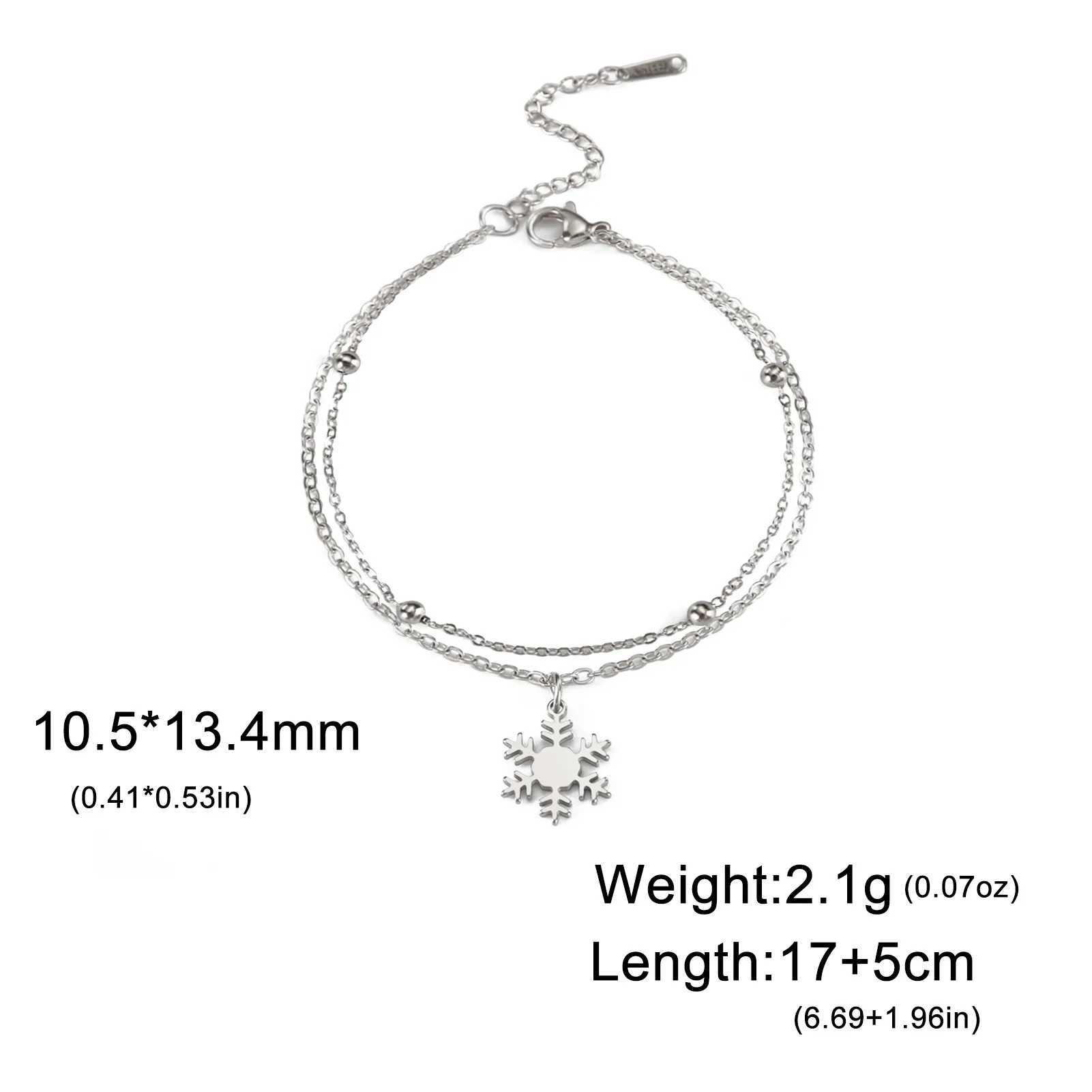 HIPEE Christmas Theme Double Layer Snowflake Pendant Bracelet For Women Men Merry Christmas Snowflake Bracelets Jewelry GiftXJ241214