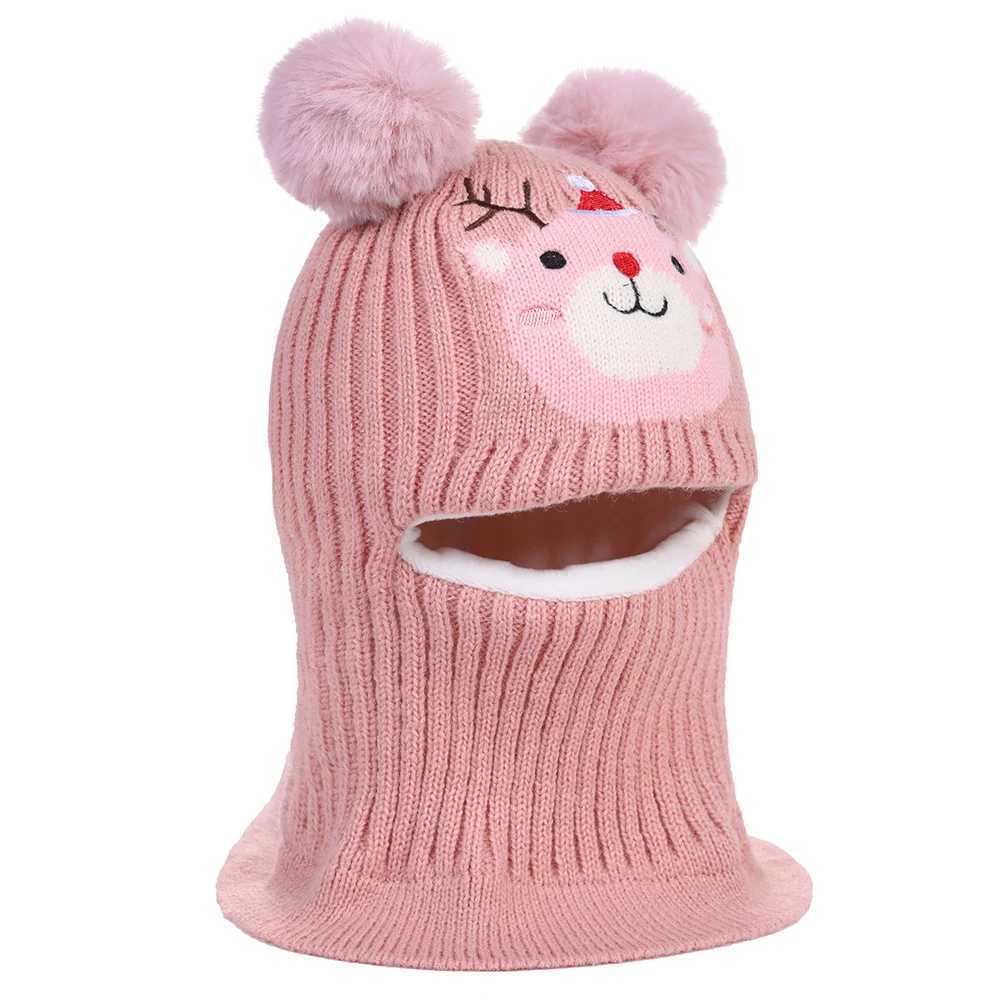 New winter warm baby one-piece snow hat suitable for boys girls children ear protection hats outdoor windbreakers bears Christmas hats W241213
