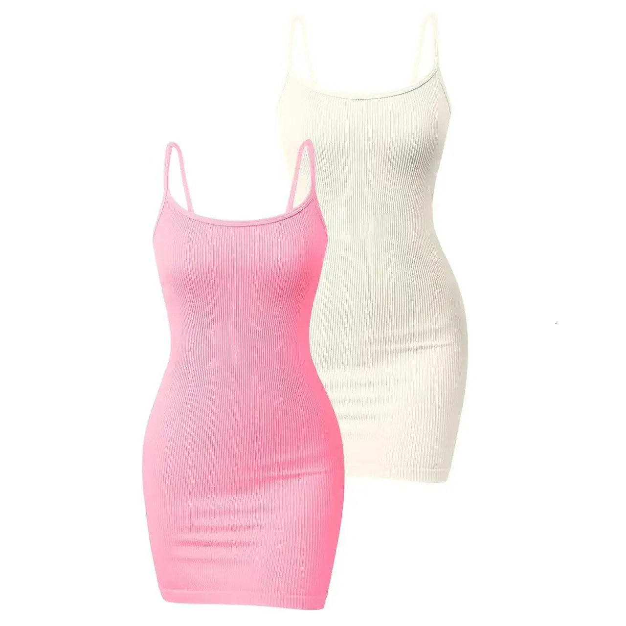 Womens Camisol Dress Italian Ribbed Knitted Body Mini Hip Wrap Solid Color Sexy Fashion Casual Edition 2024 241212