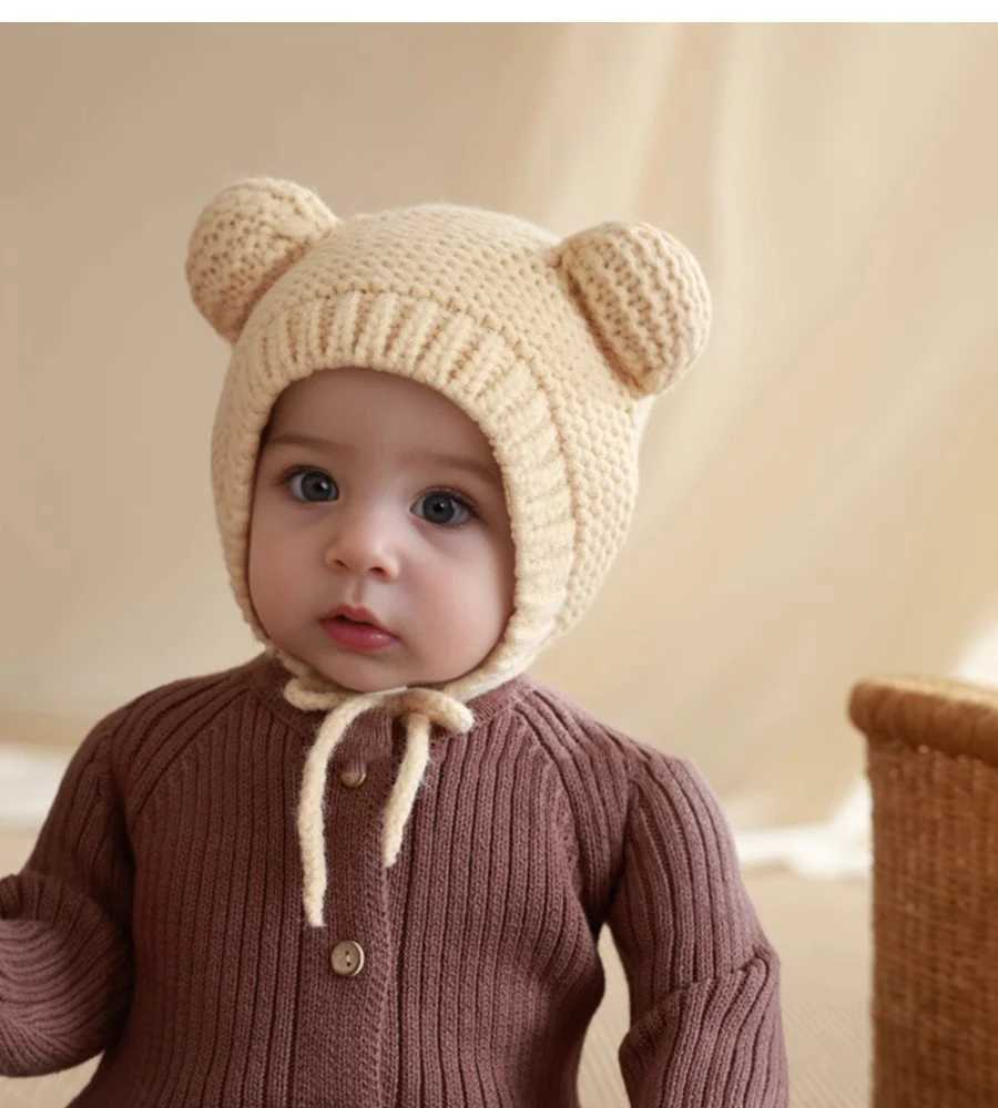 Winter and Winter Baby Wool Gauze Hat Boys Knitted Hat Girls Ear Protection Children Warm Cute W241213