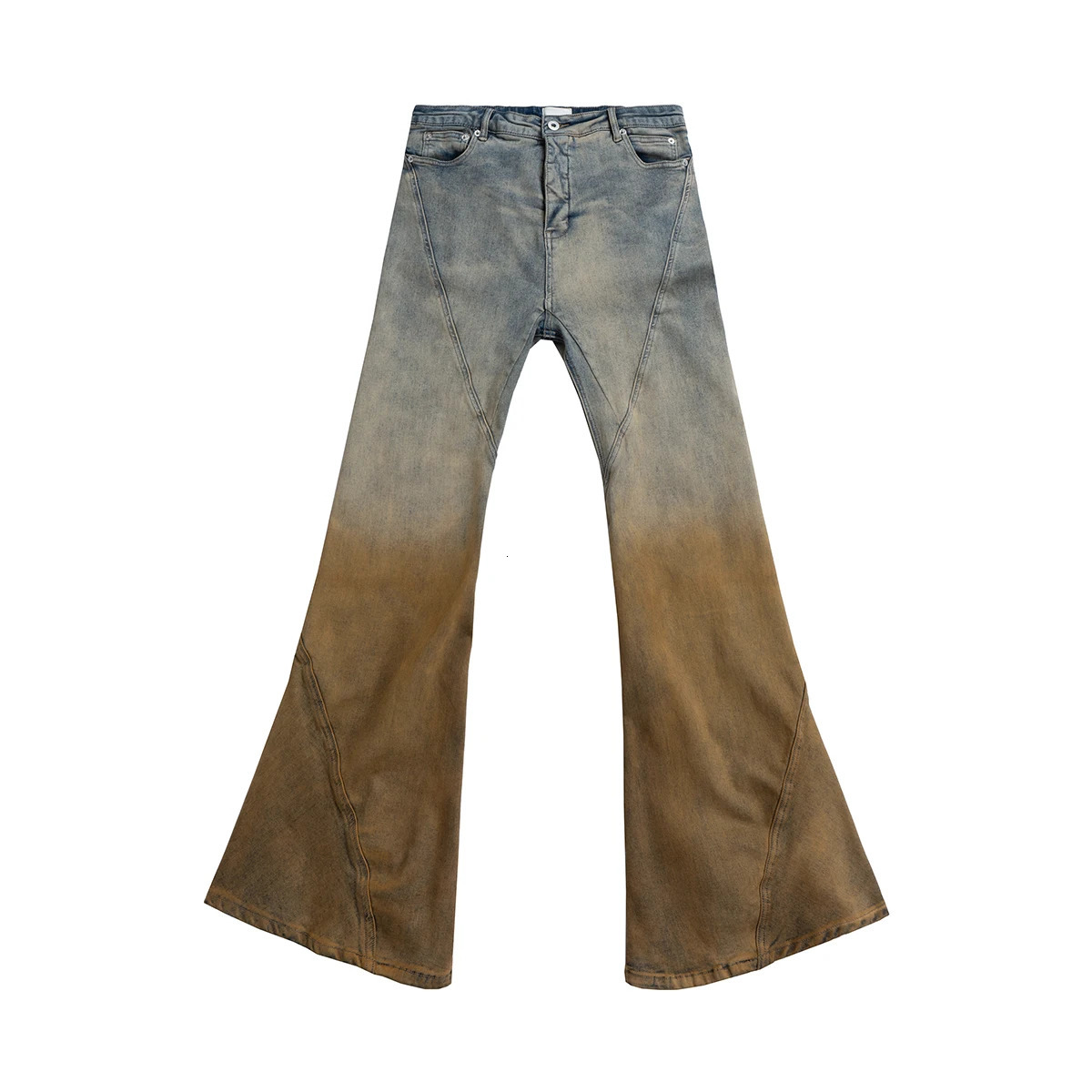 Gradient Color Washed Casual Baggy Jeans Patchwork Boot Cut for Men and Women Streetwear Straight Pockets Loose Flare Pants 241213