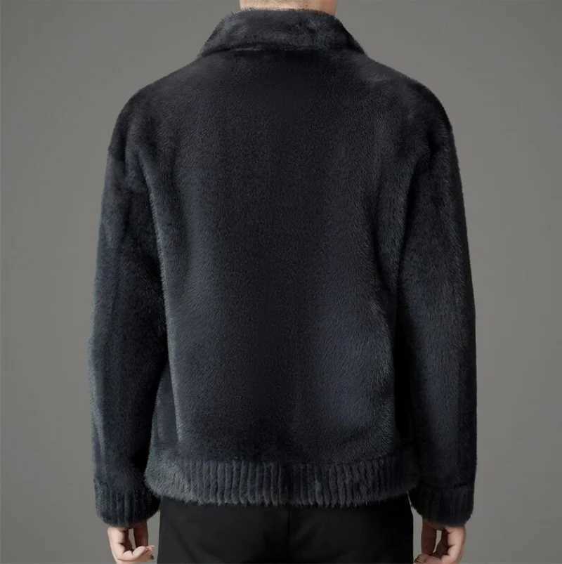 Luxury winter warm faux fur coat mens hooded thick fur coat jacket brand single chest designer mens clothing ultra-thin W241213