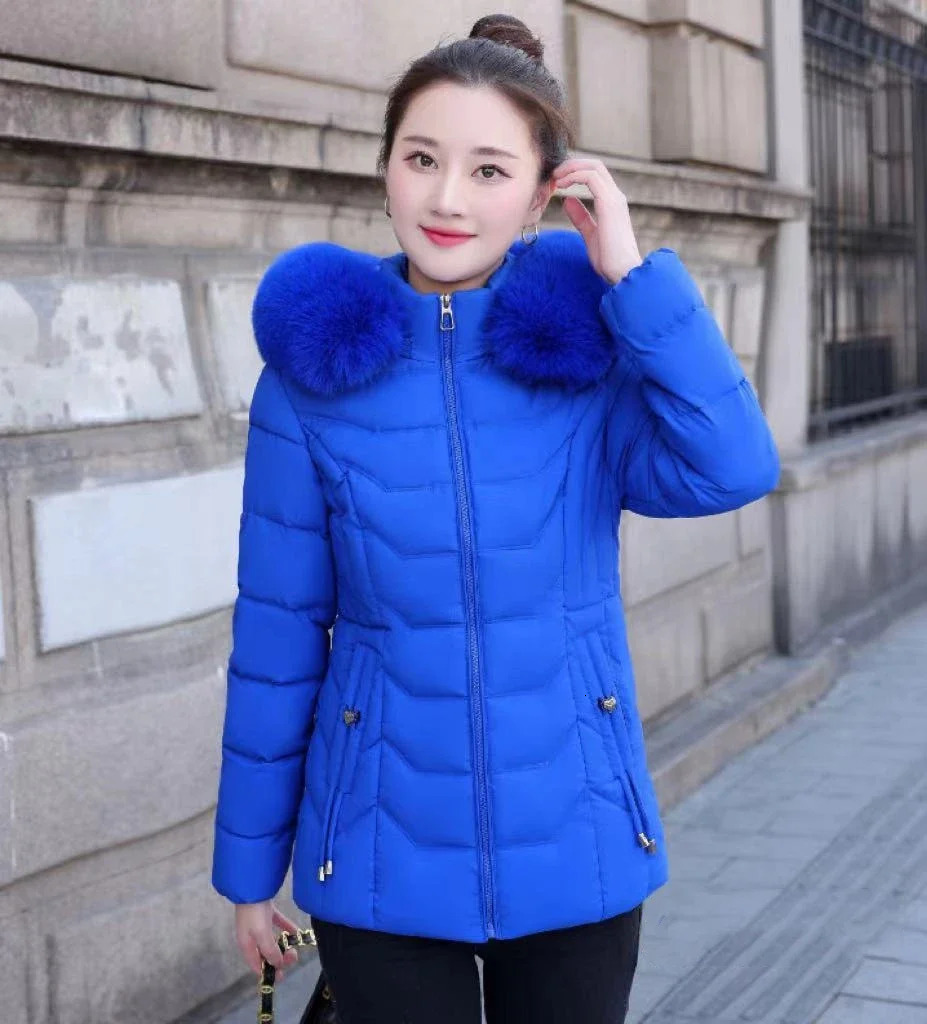 2024 winter jacket womens Parka fashion long coat wool lining hooded Parkas ultrathin with fur collar warm chiffon 241212