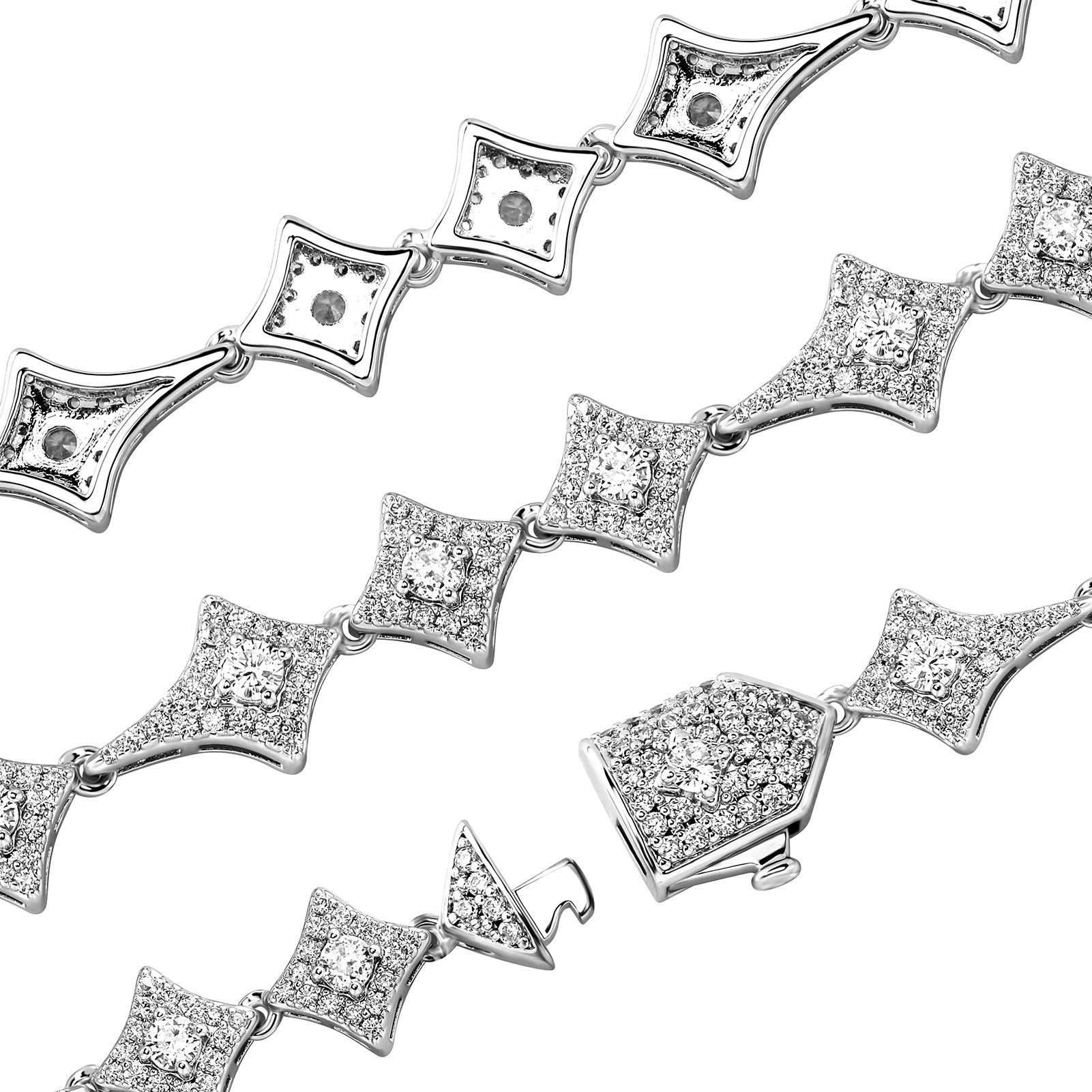 Prong Sparkly Cubic Zirconia Four Pointed Star Spring Buckle Bracelet Necklace Match Set Hip Hop Rapper Iced Out Full Crystal Bijoux Pulsera Collar Wo