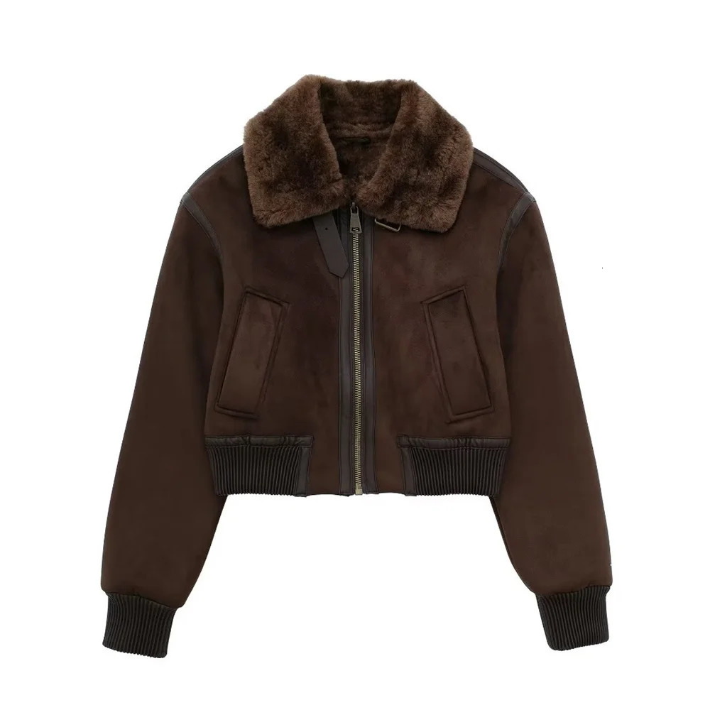 UNIZERA Autumn/Winter Womens Casual Stand Collar Comparison with Decorative Loose Double sided Jacket Coat 241210