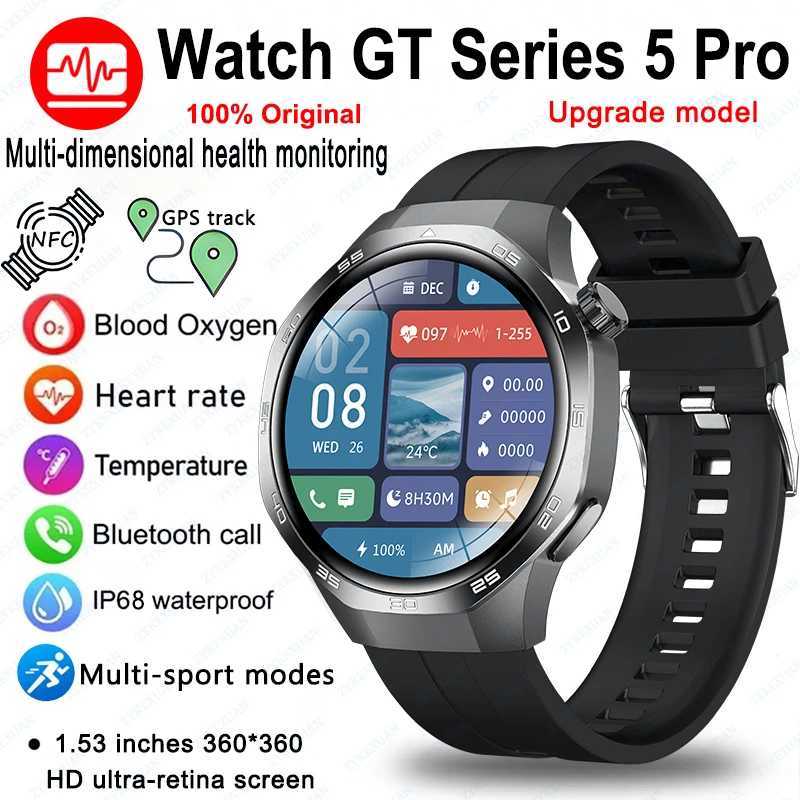 High Quality Watch GT Series 5 Pro GPS Smart Watch Men HD BT Call NFC Heart Rate Waterproof Compass Smart Watch Women For Android iOS O241213