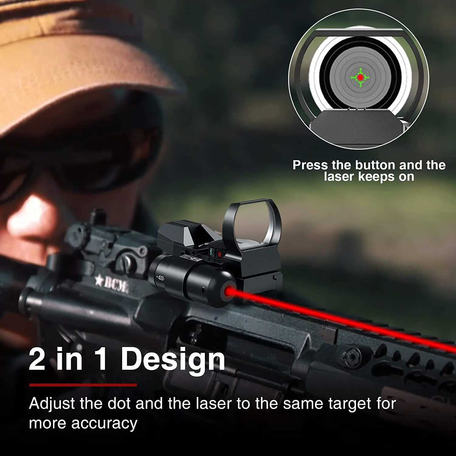 Tactical Rifscope with Laser Hunting Optics Red Green Projected Dot Sight Rx 4 Retic Scope Collimator Sight for 20mm RaiXJ241214