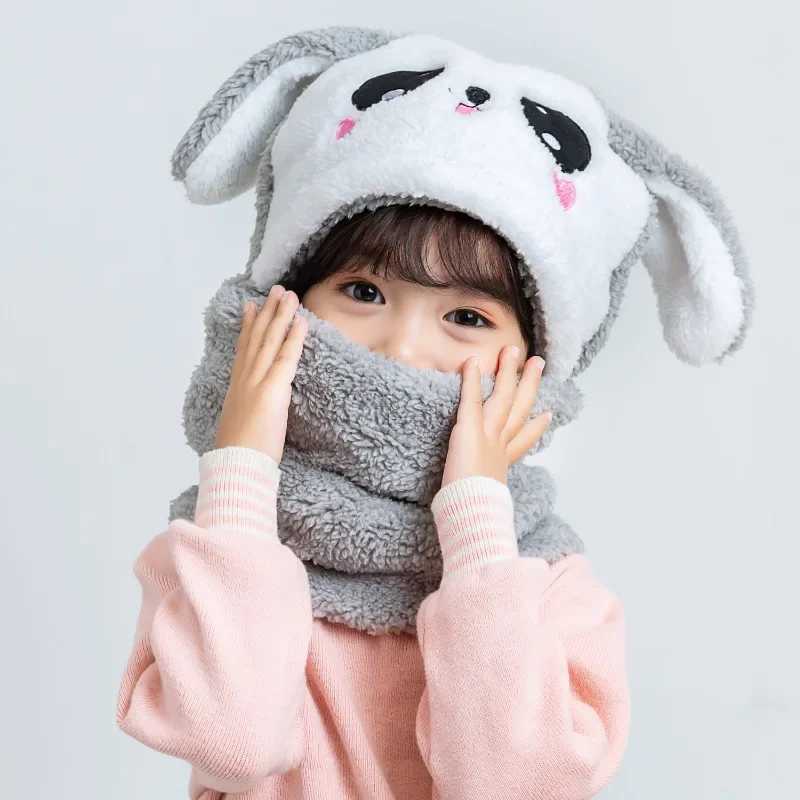 Childrens hat boy photography girl plus wool hat panda ear childrens supplies 2022 winter warm scarf set newborn baby supplies W241213