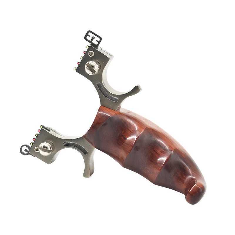 New Arrival Stainless steel slingshot with solid wood grip beginner assisted aiming slingshot adult shooting toy outdoor hunting tool Z241214