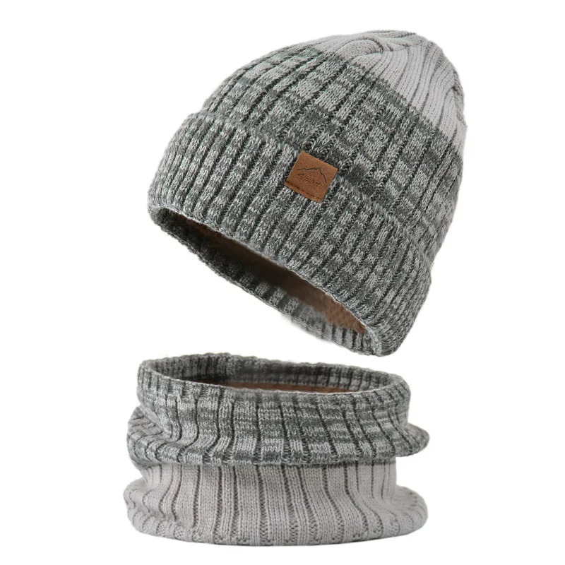 Mens winter hat zipper hat scarf set plush velvet lining womens thick hat warm Beanie hat Balaclav knitted hat 241205