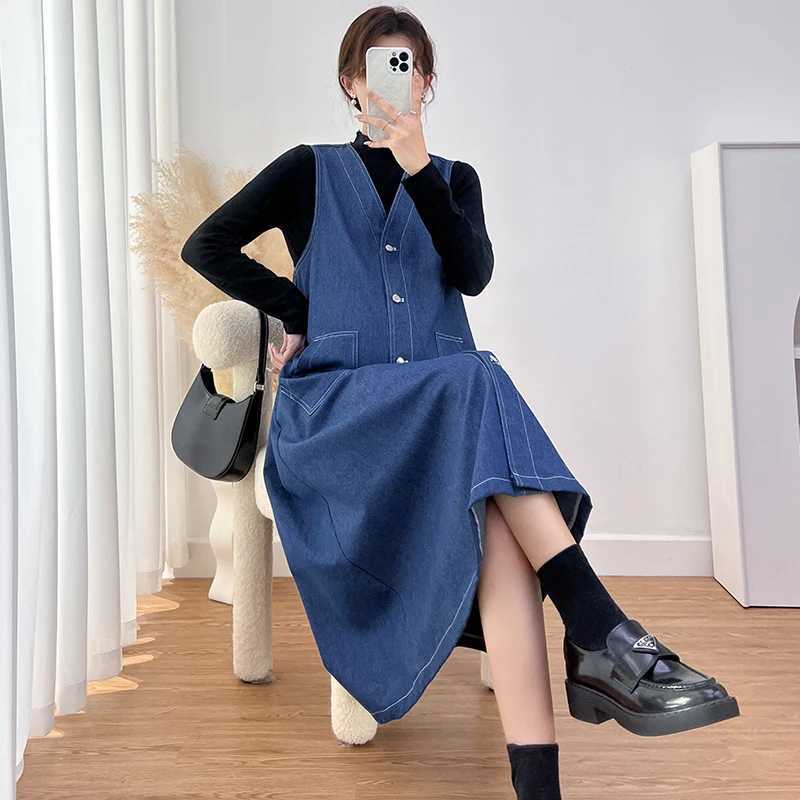 Winter Denim Materni Women Jeans Dress Knitted Shirt Sets Loose Straight Clothes for Pregnant Women Casual PregnancyXJ241213